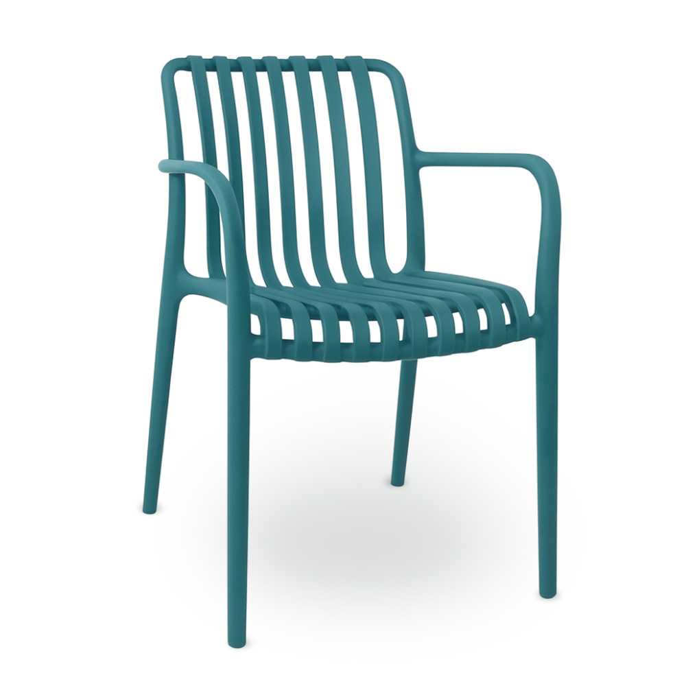 Sedia iside da esterno in plastica verde petrolio comfort premium con braccioli.